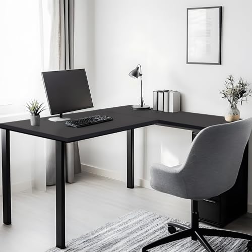 Kaboon 45x20 inch Black Table Top Universal, Solid One-Piece Desktop, Reversible Melamine Countertop, Double Desks, L-Desk DIY - color: Black, size: 45x20