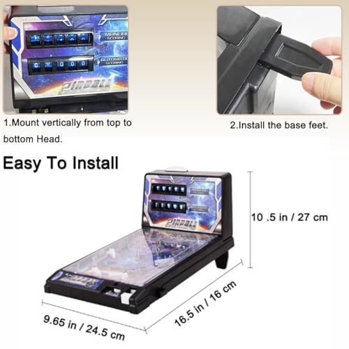 Tabletop Pinball Toy with Light and Sound for Kids Adults Gift, Mini Electronic Pinball Machine with Digital Counter, Action and Reflex Pinball Game, Desktop Ball Shooting Toy