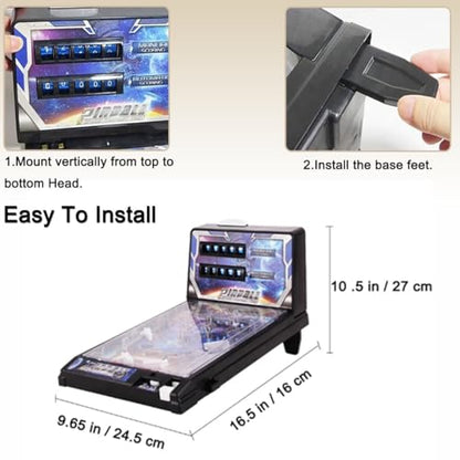 Tabletop Pinball Toy with Light and Sound for Kids Adults Gift, Mini Electronic Pinball Machine with Digital Counter, Action and Reflex Pinball Game, Desktop Ball Shooting Toy