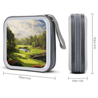 Golf Court DVD Case, 40 Capacity CD Case Holder with Zippers, Portable CD Holder Hard Plastic Disc Cases Personalized DVD Wallet Organizer for Car Home Travel