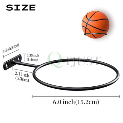 Mounted Ball Wall Storage Display Universal Ball Rack Metal Black Rack Holder Space Saver for Basketball Football Volleyball Soccer Storage Display - size: 30 Pack/6in