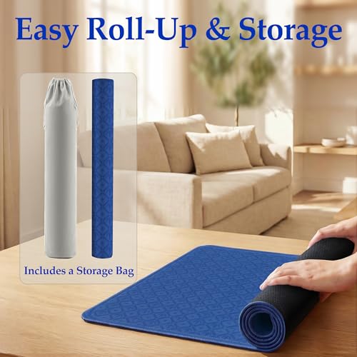 Blue Mahjong Mat for Table, American Mahjong Mat, 32.4x32.4 in 3MM Non-Slip Noise-Reducing Neoprene Table Cover with Carrying Bag for Mah Jongg, Poker, Card Games and Dominoes (Dark Blue) - color: Dark Blue