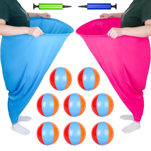 Granny Pants Yard Game–Giant Outdoor Tossing Game for Adults&Family–Includes 2 Pants,8 Bouncy Balls&2 Air Pumps–Funny Party Activity for Backyard,Reunion,Field Day or Team-Building - color: Sky blue + red