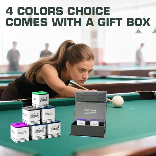 Banly Pool Cue Chalk, Nano Technology Billiard Chalk for Professional Tournament Standard, Low Dust, Super Dense, Suitable for Snooker/Pool/8-Ball - color: Purple-2 pcs