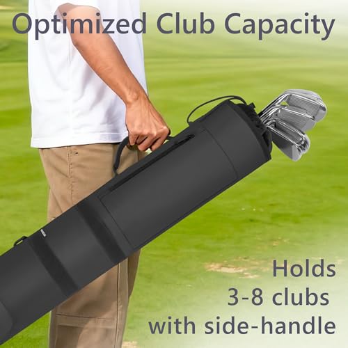 AKOZLIN Lightweight Golf Sunday Bag Golf Travel Carry Bag 3-6 Clubs Foldable Small Golf Bag with Shoulder Strap Black - color: Black