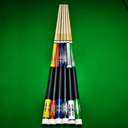HMQQ 58 Inch Pool Cue Sticks Set, 2/4/6 Pack 20 oz 2-Piece Billiard Cues with 13mm Leather Tips, Matching House Cue Set for Adults, Home Tables, Bars & Group Play - size: Set of 6