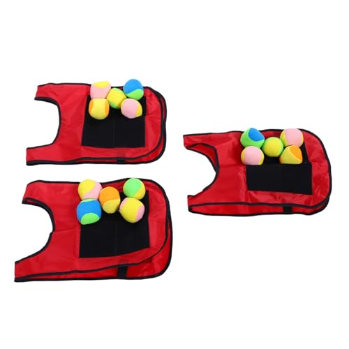 Fockety Sticky Ball Vest Set, Interactive Dodgeball Game with 6 Target Vests & 5 Sticky Balls, 3 Players Toy Set for Outdoor Games Dodgeball