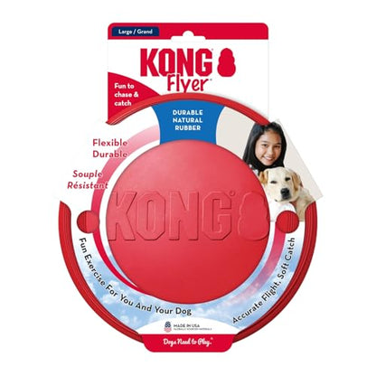 KONG Flyer - Durable Dog Toy for Outdoor Playtime - Natural Rubber Flying Disc, Dog Toy for Fetch - Safer Disc for Healthy Activity - for Medium/Large Dogs - size: Large (Pack of 1)