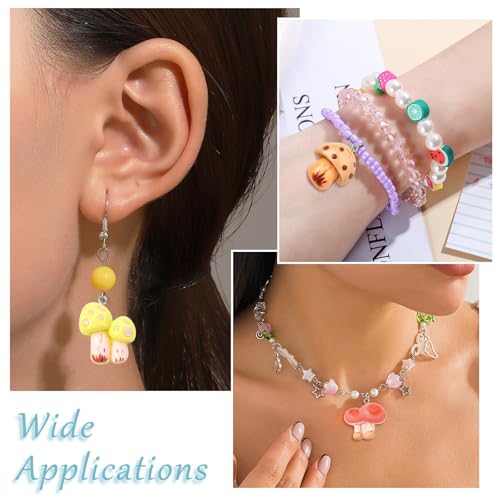 Stiesy 30Pcs Resin Mushroom Charms with Loops, 5 Styles Cute Charms Beads, Mixed Color Mushroom Shape DIY Pendant Ornament for Jewelry Making, DIY Necklace Bracelet Craft Supplies - color: Mushroom-5 Styles-30Pcs