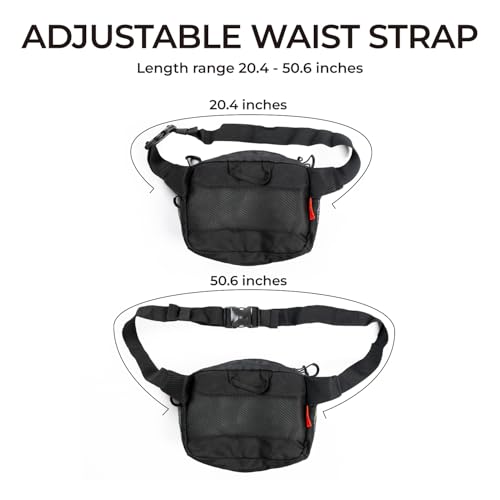 Disc Golf Starter Bag Waist Fanny, Basic Portable Waist Bag Storage for 3-5 Discs, with Adjustable Strap, 3 Zipped Pockets for Men, Women, Black