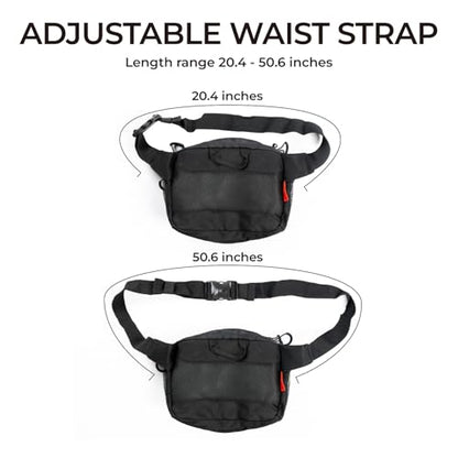 Disc Golf Starter Bag Waist Fanny, Basic Portable Waist Bag Storage for 3-5 Discs, with Adjustable Strap, 3 Zipped Pockets for Men, Women, Black