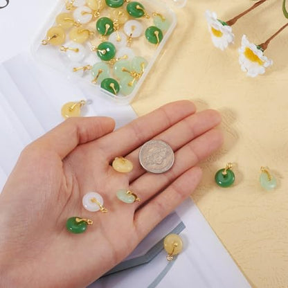 KISSITTY Glass Peace Buckle Charms Blessing Buckle Pendants for DIY Necklace Bracelet Earring Jewelry Making - color: 4 Colors # 1