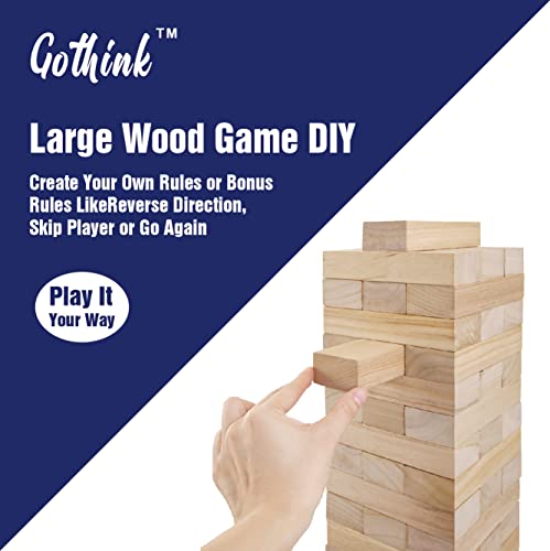 GOTHINK Giant Tumble Tower Game, Large Tumbling Tower Stacking to Over 4 FT 54pcs Wooden Jumbo Blocks for Outside Yard Games with Carry Case Timber Stacking Game Night Toy Gift for Kids Adults Family - size: L-Over 4FT