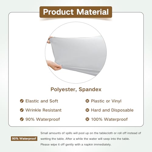 Square Fitted Table Cover Elastic Tablecloth Stretch Spandex Table Topper Cap Cover for Dining Kitchen Home Party Silver 34X34 Inch - color: Silver, size: 34" x 34" (Square)