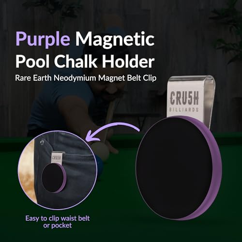 Ultra-Grip Magnetic Chalk Holder Clip - Neodymium Belt Clip for Secure Cue Chalk, Pool Stick Chalk Holder, Ideal for Billiards & Pool Accessories, Cue Stick Magnetic - color: Purple