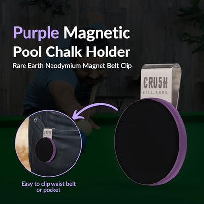 Ultra-Grip Magnetic Chalk Holder Clip - Neodymium Belt Clip for Secure Cue Chalk, Pool Stick Chalk Holder, Ideal for Billiards & Pool Accessories, Cue Stick Magnetic - color: Purple