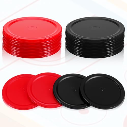 12 PCS 2.5 Inch Air Hockey Pucks, Replacement Air Hockey Pucks Set Durable Puck for Game Tables, Accessories (Red, Black)