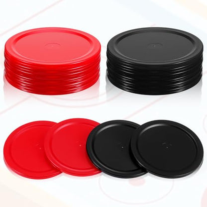 12 PCS 2.5 Inch Air Hockey Pucks, Replacement Air Hockey Pucks Set Durable Puck for Game Tables, Accessories (Red, Black)