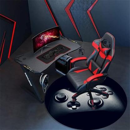 Black Gaming Chair Mat for Hardwood Floor Anti-Slip, Round Office Computer Carpet for Teen Bedroom Decor, Office Gaming Room, Round 47"