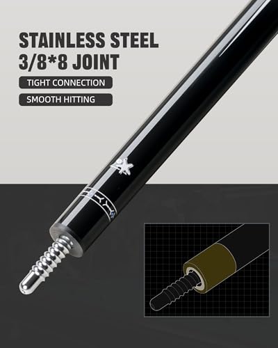 CRICAL Carbon Fiber Pool Cue Stick 58" Billiard Cue Sticks Professional Low Deflection Pool Sticks with 3/8 * 8 Pin Joint and 12.5mm Tip - color: 006-CLPro2