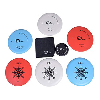 Starter Disc Golf Set - Golf Discs Set - Includes Blue 1 x Starter Disc Golf Bag, 2 x Fairway Driver, 2 x Midrange Disc, 2 x Putt & Approach