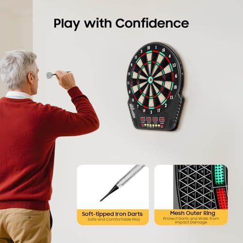 Electronic Dart Board, Soft Tip Dartboard Set, Digital Electric Dart Boards, Innovative Darts Machine with LED Display Score 6 Darts