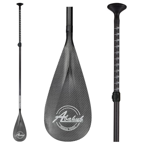 Abahub Carbon Fiber SUP Paddles, 1 x 3 Section Adjustable 67" - 86" Carbon Fiber Shaft, Lightweight Stand-up Paddle Oars for Paddleboards, with a Carrying Bag - color: Carbon Fiber Shaft & Carbon Fiber Print Plastic Blade