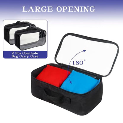 Klmnop 2 Pcs Cornhole Bag Carry Case, Cornhole Carrying Case Holds 8 Bean Bags with Portable Handle for Storage, Transport