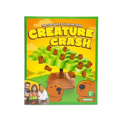 Creature Crash by Relatable, The Capybara Balancing Game, Great Kids Games and Family Game Night Essentials, Includes 49 Capybaras, 1 Balancing Board, 1 Pillar Base, 1 Die, and Instructions