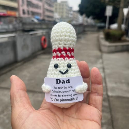 Bowling Accessories Crochet Gifts, Emotional Support Bowling Pin Office Desk Decor Decorations for Women Men (Dad) - style: Dad