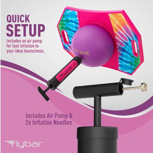 Flybar LED Pogo Trick Ball for Kids Balance Bounce Board w/Anti-Slip Deck - color: Tie Dye