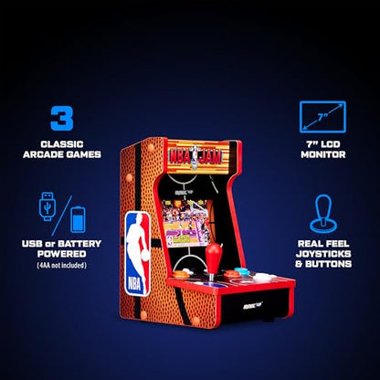 Arcade1Up NBA JAM Countercade Arcade Machine with NBA JAM TE and NBA Hang Time, 7" LCD Screen, Light-Up Marquee and Real-Feel Arcade Controls