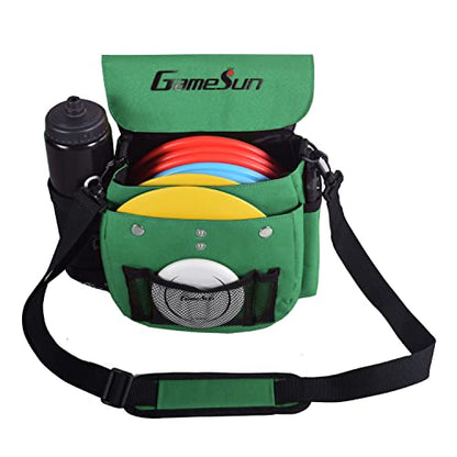 DISC Golf Set-Includes 1pc Heavy Duty Nylon Carry Bag, 2pcs Drivers, 2pcs Mid-Ranges, 2pcs Putters, 1pc Mini Disc Marker, 1pc 12”x12” Embroider Logo Black Towel and 1pc Gift Color Box - color: Green