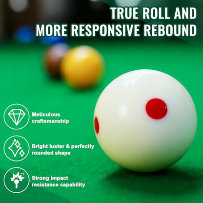 Soulchen 2 Pcs Billiards Cue Ball Snooker Pool Cue Ball 2-1/16" Professional Training for Billiard Pool Table - style: Red Dot