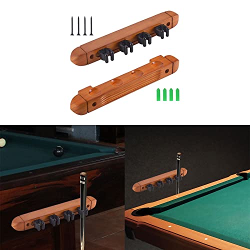 Pool Cue Rack Claw, Billiard Cue Rest, Wooden Storage Stand, Wall Mounted 4 Pool Billiard Rods Holder, Wall Rack with 4 Cue Clips for Game Room - color: Yellow