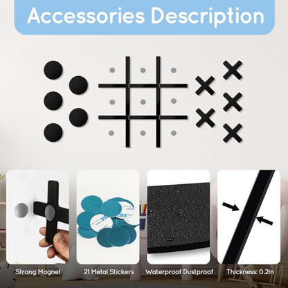 Magnetic Tic Tac Toe Game Home Wall Decor for Kids&Adults, Wall-Mount Game for Modern Office Classroom Fun Playroom Hallway Decor Wall Stickers Toys,Best Gift for Family, Friends (no Punching)