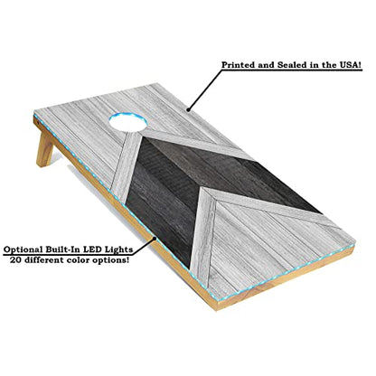 Tailgating Pros Lightweight Cornhole Boards - 4'x2' Modern Wooden Designs Cornhole Game w/Carrying Case & Set of 8 Corn Hole Bean Bags w/Tote - size: 4'x2' Tournament Grade Boards, style: Black and Grey