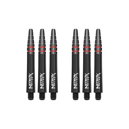 RED DRAGON Nitro Xfire Dart Shafts - Carbon Fiber Blend Stems with Aluminum Flight Locking System & Anti-Deflection Design - Available in Short, Intermediate & Medium Sizes - color: Black Intermediate