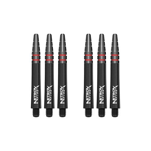 RED DRAGON Nitro Xfire Dart Shafts - Carbon Fiber Blend Stems with Aluminum Flight Locking System & Anti-Deflection Design - Available in Short, Intermediate & Medium Sizes - color: Black Intermediate