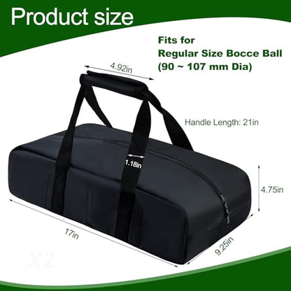 Upgraded Bocce Ball Carry Bag with 8 Compartments 17 * 9inch Heavy Duty Bocce Set Carry Bag Waterproof Oxford Cloth Portable Bocce Storage Organizer Case for Lawn Beach Yard Outdoor Game Set(Bag Only)