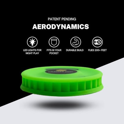 Gravity Disc NightFlights (2 Pack) – Glow in the Dark Mini Flying Disc for Nighttime Outdoor Fun | Ultra-Fast Throw Toy for Kids, Teens & Adults | Trick Shots, Backyard Games, Pocket-Sized Travel Toy