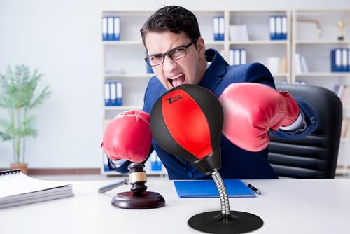 Tech Tools Stress Buster Desktop Punching Bag - Suctions to Your Desk, White Elephant Gifts for Coworker Men and Women, Heavy Duty Stress Relief Ball, Gag Gifts Funny Desk Accessories - color: Red/Black