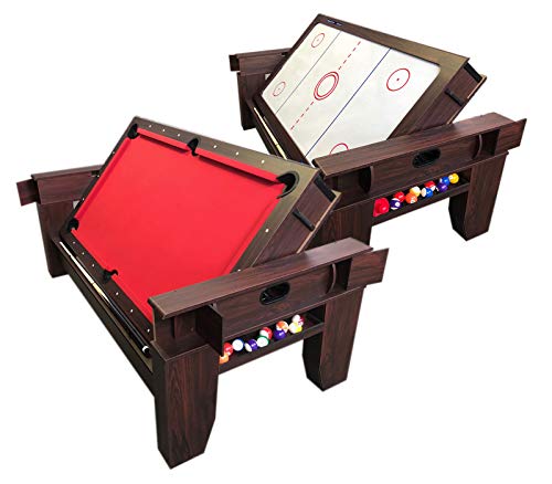 7ft Pool Table Air Hockey 2 in 1 Pool Table Red Felt - Billardhockey