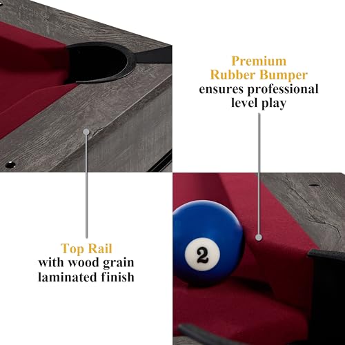 Barrington Billiards Prescott 7' Pool Table, 3-in-1 Dining Top & Table Tennis with Game Accessories & Rolling Storage Caddy - style: Barrington Prescott 7' 3 in 1 Billiard