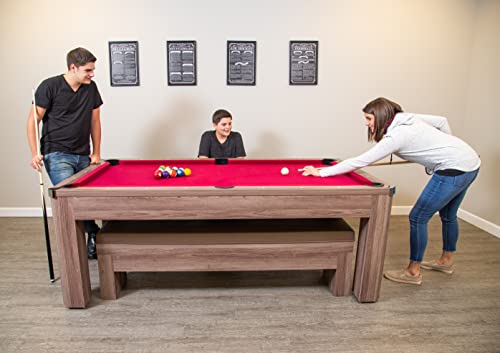 Hathaway Pool Table Combo Set with Benches - color: Woodtone