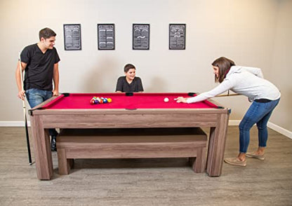 Hathaway Pool Table Combo Set with Benches - color: Woodtone