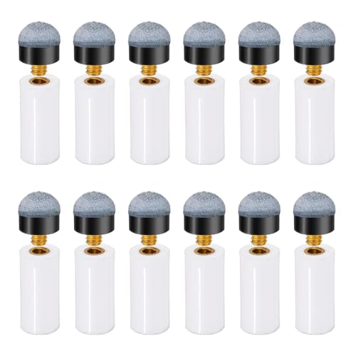 HUIESON 12 Sets 12mm Pool Cue Tips Replacement Kit, Includes Blue Screw On Pool Cue Stick Tip & White Billiard Cue Ferrule, Billiard Pool Stick Tips Replacement Kit.