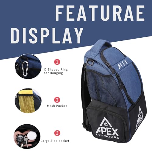 Disc Golf Bag, Large Disc Golf Backpack Holds Over 21 Discs, Durable & Lightweight with Multiple Storage Pockets - color: Blue