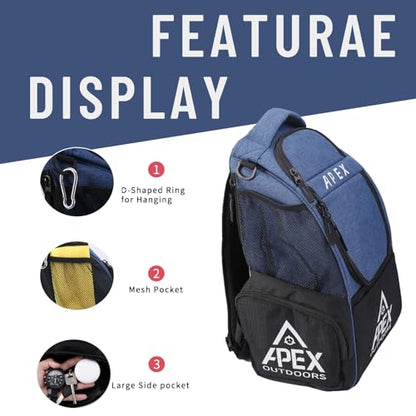 Disc Golf Bag, Large Disc Golf Backpack Holds Over 21 Discs, Durable & Lightweight with Multiple Storage Pockets - color: Blue