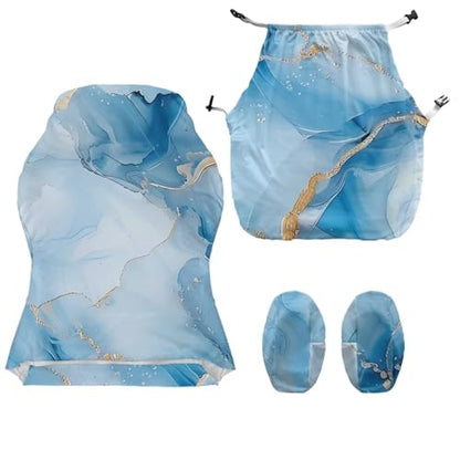 Suobstales Blue Marble Pattern Gaming Chair Covers Slipcovers with Armrest Covers, Stretch Game Computer Office Desk Chair Cover Protector, Soft Fabric Rotating Armchair Covers, Without Chair - color: Blue Marble